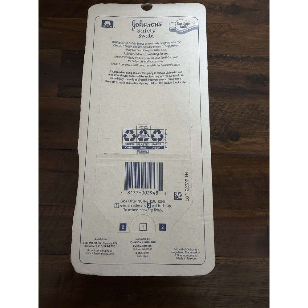 Johnson's Safety Swabs 100% Pure Cotton, 185 Count Discontinued New In Box - Picture 3 of 7